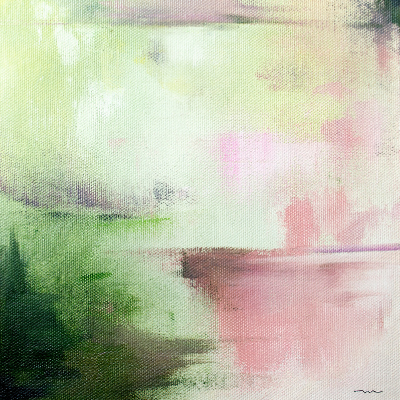 Abstracto verde rosa 1